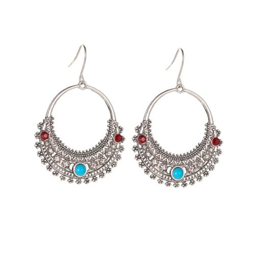 Holibanna Retro Hohlraum Damen Ohrringe Halbmond Türkis Ohrhänger Vintage Stil Leicht Tragbar Charmant Geschenkidee für Alltag und Festlichkeiten von Holibanna