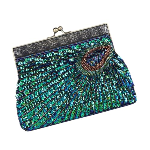 Holibanna Retro Pfau Pailletten Clutch Handtasche Damen Abendtasche Hochzeit Party Tasche Elegant Mittelgroß für Businesskarten Smartphone Portemonnaie von Holibanna