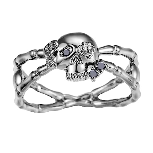 Holibanna Retro Skull Ring Herren und Damen Langlebiger Modischer Siegelring Kreatives Gothic Schmuckaccessoire für Festivals Partys und Alltag Geschenkidee für Freunde und Familie von Holibanna