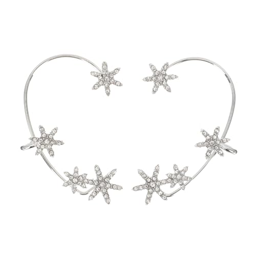 Holibanna Rhinestone Schneeflocken Ohrhaken Ohrclips Damen Geschenk Modisch Elegant für Party Hochzeit Alltag Winterliches Design ohne Ohrloch Silber von Holibanna