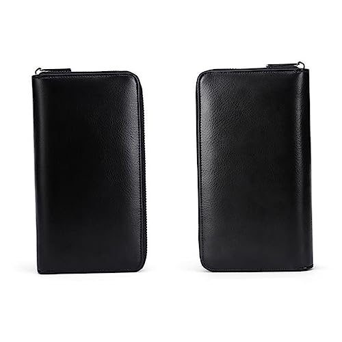 Holibanna Rindsleder Geldbörse Mit Reißverschluss Langer Absatzhalter Herren Geldbörse Unisex Tasche Geldbörse Mit Reißverschluss Rindsleder Geldbörse Mit Mehreren Taschen Schwarz von Holibanna