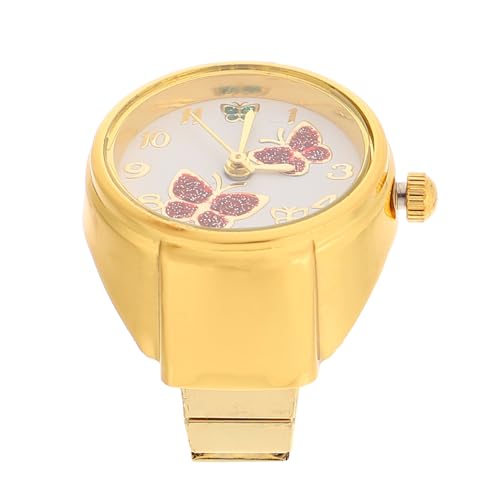 Holibanna Ring-Fingeruhr Vintage-Damen-Herren-Quarz-Fingeruhr Runde Schmetterlings-Designuhr Für Weihnachten Geburtstag Golden von Holibanna