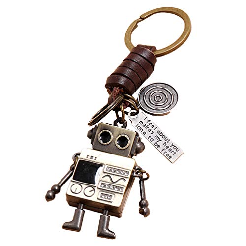 Holibanna Roboter Leder Schlüsselbund Roboter Anhänger Schlüsselring Retro Tasche Ornamente für Kinder Erwachsene Auto Geldbörse Rucksack Weihnachtsfeier Gefälligkeiten von Holibanna