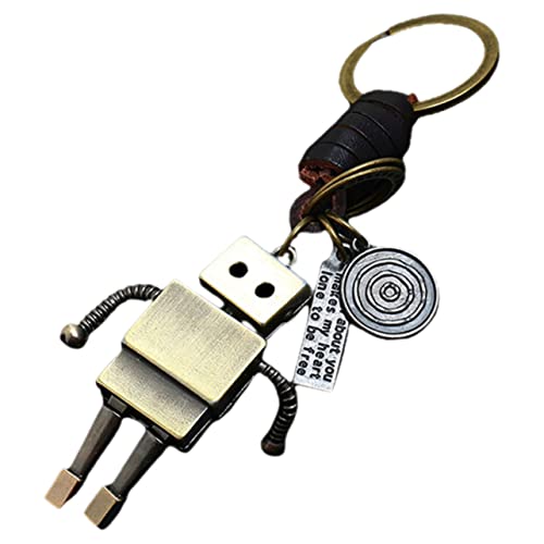 Holibanna Handgefertigter Schlüsselanhänger Aus Rindsleder Für Männer Und Frauen Robuster Schlüsselring Im Robot-Design Als Für Taschen-Accessoires Tiefbraun von Holibanna