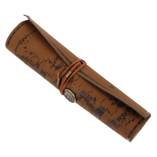 Holibanna Roll-federmäppchen Aus Kunstleder Tragbare Stifthülle Mit Retro-schatzkartenmuster Organizer-Tasche Für Künstler Studenten Und Reisen Praktische Aufbewahrungstasche Für von Holibanna
