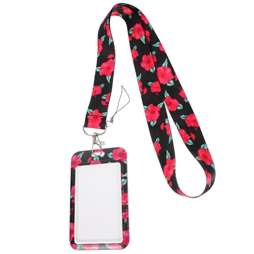 Holibanna Romantisches Blumenmuster Kartenhalter mit Lanyard Langlebige Sicherer Ausweisschutz für Schule Büro Reise für Freunde Vielseitig Einsetzbar von Holibanna