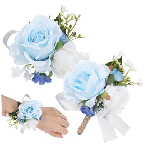 Holibanna Romantisches Rosenblumen Corsage und Boutonniere mit Elastischem Band für Hochzeit Abschlussball und Festliche Anlässe Verstellbar Elegant Künstliche Blume für Braut und Bräutigam von Holibanna