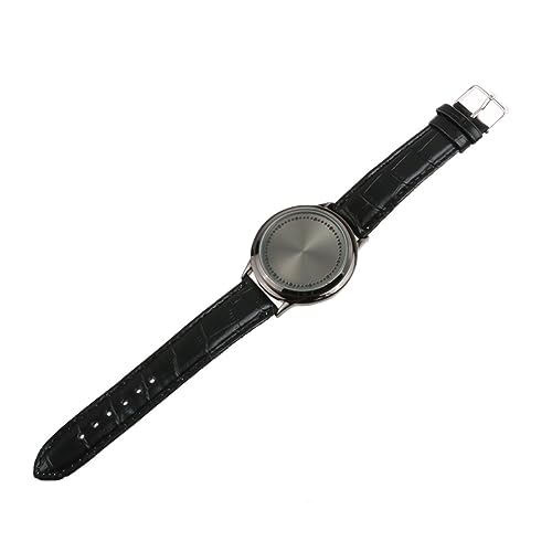 Holibanna Runde LED Armbanduhr mit Touchscreen Energiesparende Digitaluhr PU Band Schwarz Leicht und Modern für Herren und Damen Alltag von Holibanna