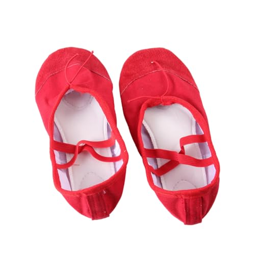 Holibanna Rutsch Ballettschuhe mit Elastischem Band Leichte Tanzschläppchen mit Rutschfester Ledersohle Geeignet für Yoga Ballett und Moderne Tänze Rot von Holibanna