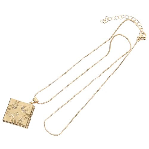 Holibanna Schicke Mond Anhänger Halskette Kupfer mit Quadratischem Fotoanhänger Leichte Schmuckkette für Damen Stilvolles Geburtstagsgeschenk Eleganter Begleiter für Alltag und Fest von Holibanna