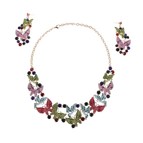 Holibanna Schmetterlingsohrringe Mit Halskette Für Damen Glitzerndem Schmuck Statement-ohrringen Mit Schmetterlings-anhänger Und Glanz-halskettenohrringen Für Prom Party Und von Holibanna