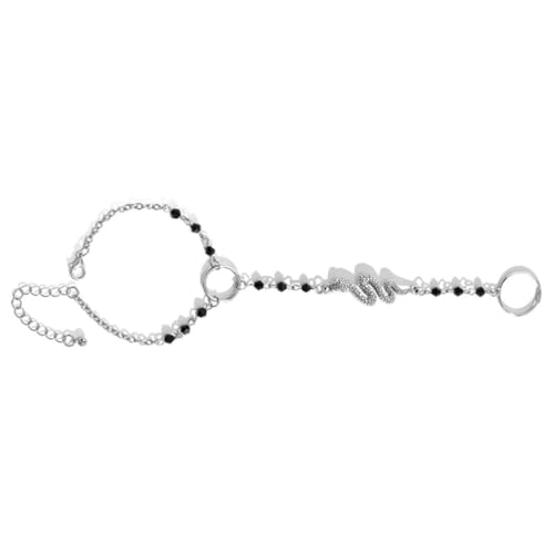 Holibanna Schlangenarmband Mit Ring Handkette Aus Legierung Modisches Damenarmband Fingerschmuck Als Armband Kettenarmband Für Handgelenk von Holibanna