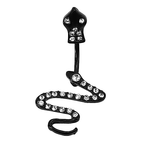 Holibanna Schlangenbauchnabelring mit Schwarzem und Weißem Zirkonia Elegantes Nabelpiercing für Damen Modisches Bauchnabelschmuckstück Geschenkidee für Besondere Anlässe von Holibanna