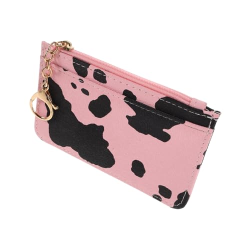 Holibanna Schlanke Damen Geldbörse mit Schlüsselanhänger PU Kunstleder mit Modischem Kuhmuster Kleines Portemonnaie für Münzen Kartenhalter und Reisepass Leicht und Tragbar für Alltag und von Holibanna