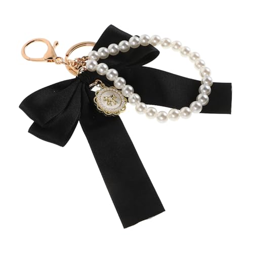 Holibanna Perlen Schlüsselanhänger Mit Schleife Charm Schlüsselring Für Auto Schlüssel Taschenanhänger Handtaschen Anhänger Aus Metall Und Perlen Für Geldbörse Und Handtasche von Holibanna