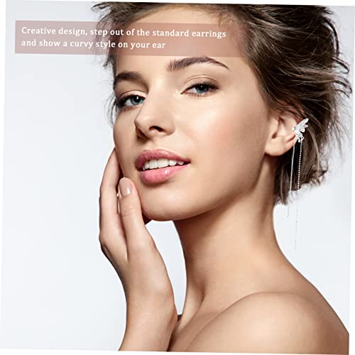 Holibanna Schmetterlings Ohrclip mit Langen Quasten kein Piercing Nötig Modischer Ohrknochen Clip für Damen Eleganter Schmuck für Alltag Party Hochzeit und Besondere Anlässe von Holibanna