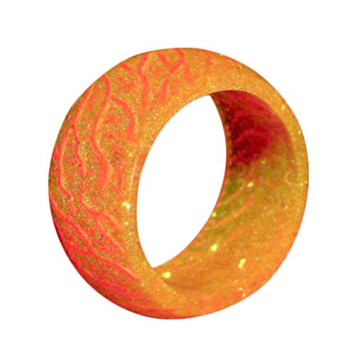 Holibanna Schmuck Freundschaftsringe Harz Band Ring Lichter Coole Mode Finger Ring Riss Ring Für Jahrestag Party (Orange Anzahl 7) Damenring Partyzubehör von Holibanna