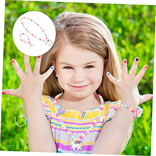Holibanna Schmuckset Teilig Einhorn Perlen Halskette und Armband Bunte Kunststoffperlen Verarbeitung Party Accessoire für Mädchen Tägliches Tragen und Kostüm von Holibanna