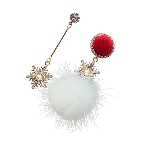Holibanna Schneeflocken Ohrringe mit Pompom Design Silber Asymmetrische Ohrstecker für Frauen für Weihnachten Partys und Aufführungen von Holibanna