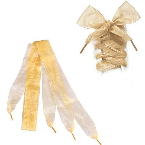 Holibanna Schnürsenkel, flach, Satin, breite Schnürsenkel, aus Organza, aus farbiger Spitze, für Damen, Mädchen und Kinder, 4 cm von Holibanna