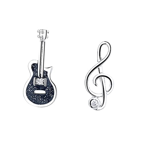 Holibanna Schwarze Asymmetrische Gitarren und Musiknoten Ohrringe für Frauen Ohrstecker Hautfreundlich für Alltag Party Reise Einzigartiges Design Langlebiges Material von Holibanna