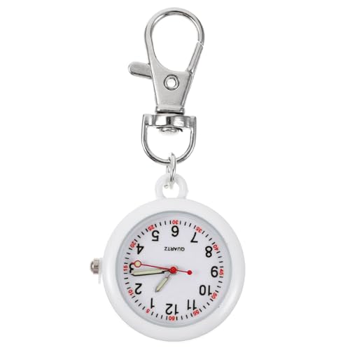 Holibanna Zubehör Schwesterntisch Schlüsselanhänger-Uhr Digitale Taschenuhr Männergeschenke Gifts for Men Brosche-taschenuhr Weiß Rostfreier Stahl Uhrkette Medizinische Versorgung von Holibanna