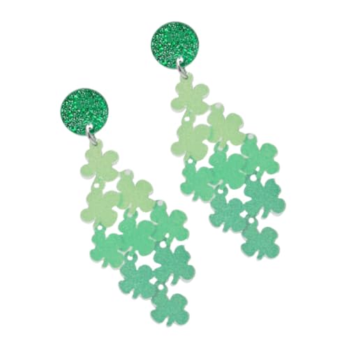 Holibanna Shamrock Ohrringe Damen Grün Farbverlauf Leicht Elegant Hängend Patchwork Vierblättriges Kleeblatt Schmuck für St Patricks Day und Alltag von Holibanna