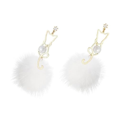Holibanna Silber Katzenohrringe mit Weißen Pom Pom Ball Anhängern Lange Ohrstecker für Damen Herbst Winter Weicher Schmuck Modische Katzenohrringe für Frauen Geschenkidee Holibanna Silber Katzenohrringe mit Weißen Pom Pom Ball Anhängern Lange Ohrstecker für Damen Herbst Winter Weicher Schmuck Modische Katzenohrringe für Frauen Geschenkidee von Holibanna
