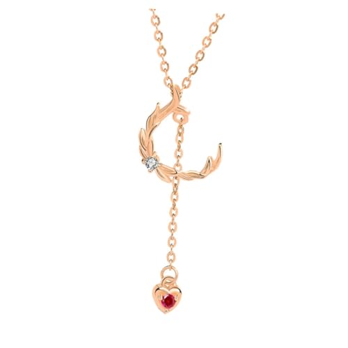 Holibanna Silber Mondanhänger Halskette für Damen Verstellbare Taschenschnur Modischer Schmuck mit Funkelnden Strasssteinen Roségold für von Holibanna