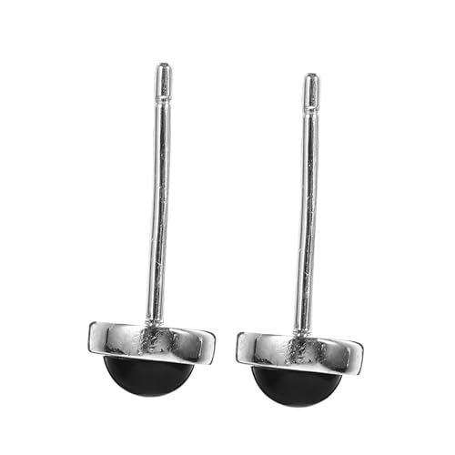 Holibanna Silber Ohrringe Damen Schwarz Achat Ohrstecker Rund Kleine Edelstein Schmuck Allergiefrei Modisch von Holibanna