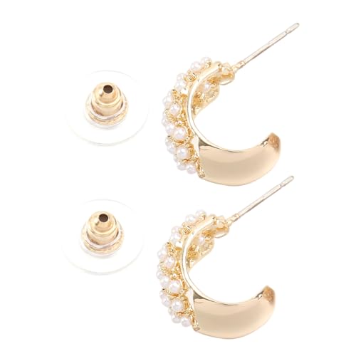 Holibanna Silber Perlen Halbkreis Ohrstecker Damen Delicate Ear Pendant Elegant Schmuck für Alltag und Party von Holibanna