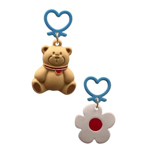 Holibanna Silberne Cartoon Ohrstecker Bär und Blume Motiv Frühling Sommer Damen Schmuck Allergiefrei Chic von Holibanna