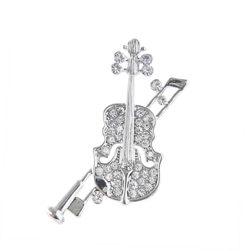 Holibanna Silberne Violin Brosche mit Strass Filigrane Anstecknadel für Kleidung Eleganter Schmuck für Damen und Mädchen Vielseitig Tragbar an Kleidern Taschen Hüten und Schals von Holibanna