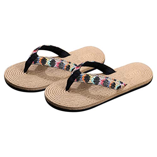 Holibanna 1 Paar Strandschuhe Strohpantoffeln Flip-flops Für Kinder Weiblicher Gewebter Stoffriemen Tanga Sand Mädchen Sandalen Flip-flops Für Frauen Maultiere Niedriger Absatz Damen von Holibanna