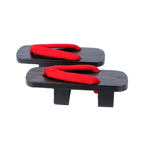 Holibanna Sommer Clogs Holzpantoletten Herren Damen Zweizähnige Traditionelle Hausschuhe Bequeme Slip Sandalen für Freizeit Party und Outdoor Rot Schwarzes Design Passend für Fuß von Holibanna