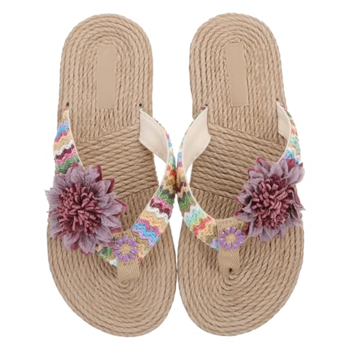 Holibanna Sommer Flip Flops Damen Hawaii Stil Strand Slipper mit Blumenmuster Atmungsaktive Bequeme EVA Badeschuhe Rutschfeste Zehentrenner für Alltag und Urlaub von Holibanna