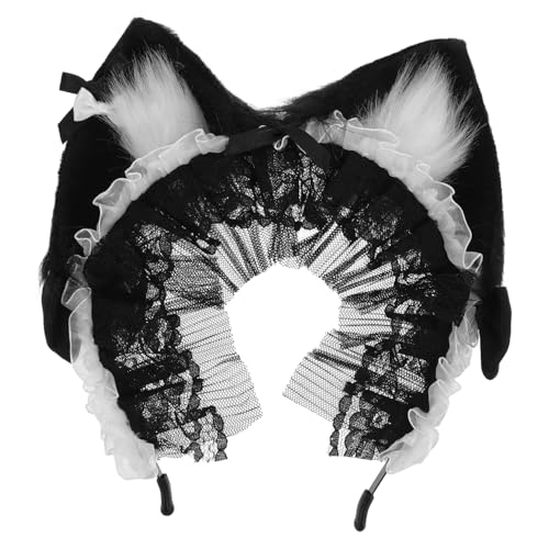 Holibanna Spitzen Katzenohr Stirnband Plüsch Tierkopfschmuck Katzenohren Kopfschmuck Katzenohren Haarband Katzen Stirnband Make Up Haarband Maskerade Kopfbedeckung von Holibanna