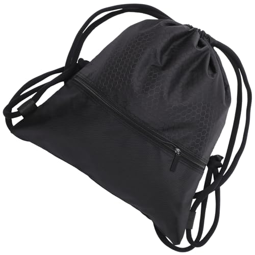 Holibanna Nylon Basketball Rucksack Unisex Sporttasche Für Männer Und Frauen Große Schwarze Balltasche Mit Kordelzugverschluss Faltbarer Gym Sack Für Basketball Fußball Volleyball von Holibanna