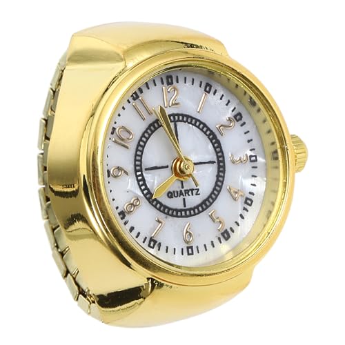 Holibanna Stilvolle Fingeruhr Goldfarben Modischer Mini-Ring Quarzuhr Schmuck Für Damen Und Herren Ringuhr Mit Großen Ziffern Für Klare Anzeige von Holibanna