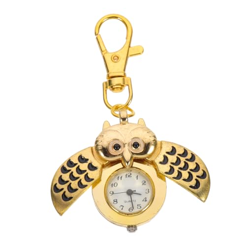 Holibanna Eulen Taschenuhr Schlüsselanhänger Retro Analog Quarz Cartoon Taschenuhr Gold Langlebig für Männer Frauen Kinder Weihnachten Kinderpartys Dekoration von Holibanna