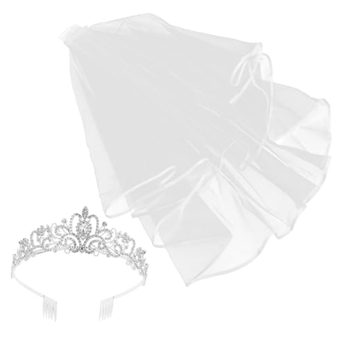 Holibanna Strass Tiara Brautschmuck Damen Stirnband Hochzeit Krone Mit Schleier Für Brautkleid Party Accessoires von Holibanna