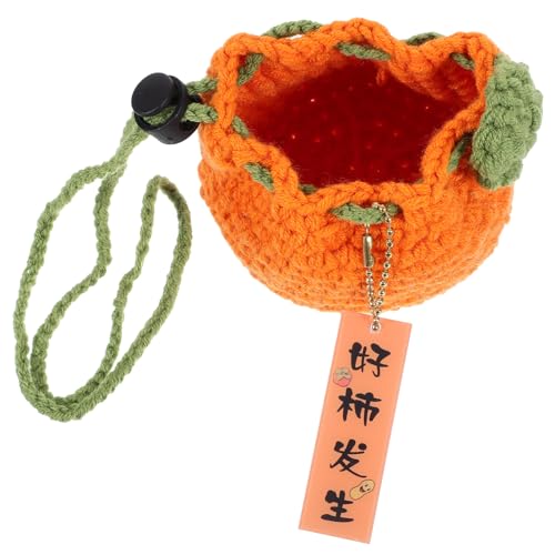 Holibanna Mini-Geldbörse Süße Orange Gestrickte Geldbörse Aus Wolle Tasche Zur Aufbewahrung Reisetasche Süße Geldbörse Kopfhörerhalter Fischernetztasche Draussen Garn Pro2 Tragetasche von Holibanna