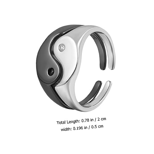 Holibanna Tai Chi Partnerringe Verstellbar Offener Fingerring Minimalistisches Design Weißgold Schmuck Damen Herren von Holibanna