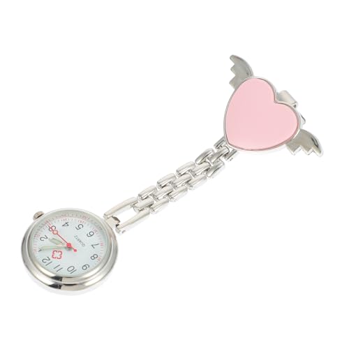 Holibanna Taschenuhr Kinder Digitaluhr Schwesternuhren für Damen Damenuhren Legierung medizinische Uhr Herzdesign-Krankenschwesteruhr Leuchtend Anschauen Engels Herz Rosa von Holibanna