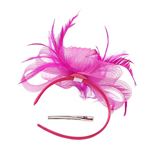 Holibanna Tea-party-hut Aus Mesh Bänder Tea-party-haarspangen-stirnband Stroh Damen Hüte Für Frauen Strasssteine Schleier Mesh-hut Frauen-teeparty Bachelorette Party Stirnband Rosy Seide von Holibanna