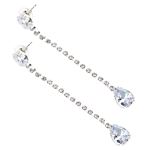 Holibanna Teardrop Ohrhänger mit Zirkonia Schlankes Design Lange Kette Modische Ohrschmuck für Damen Eleganter Ohranhänger Silberfarbene Ohrhänger für Frauen und Mädchen Holibanna Teardrop Ohrhänger mit Zirkonia Schlankes Design Lange Kette Modische Ohrschmuck für Damen Eleganter Ohranhänger Silberfarbene Ohrhänger für Frauen und Mädchen von Holibanna