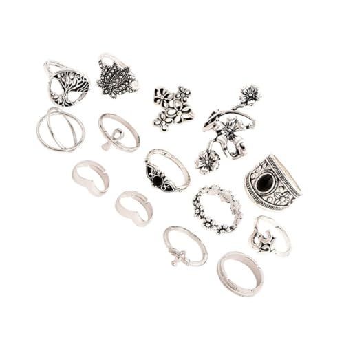 Holibanna Teiliges Bohemian Retro Finger ring Silbernem Legierungsmetall Vintage Schmuck mit Floralem Vogel design Verstellbare für Damen für Partys Hochzeiten und Besondere Anlässe von Holibanna