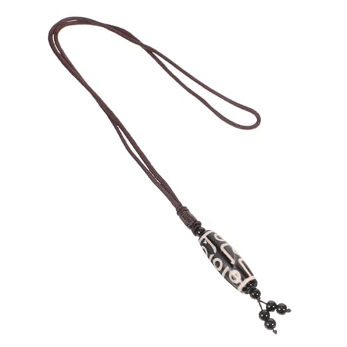Holibanna Tibetischer Amulett Anhänger Halskette mit Neunäugigem Dzi Perlenanhänger Ethnischer Buddhistischer Schmuck Schwarze Tibetische Schutzkette für Damen und Herren Vielseitig Tragbar von Holibanna