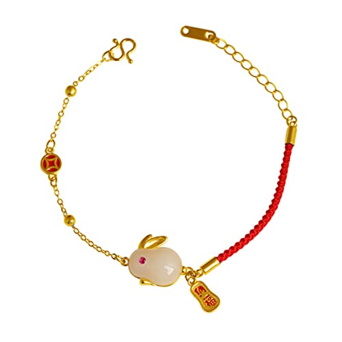 Holibanna Tierkreis Hase Armband Im Stil Der Tiere Glücksarmband Geflochtene Rote Kette Hasenjahr Rotes Seil Mondjahr Dekorationen Knoten Rote Kordelkette Hase Frauen Kaninchen von Holibanna