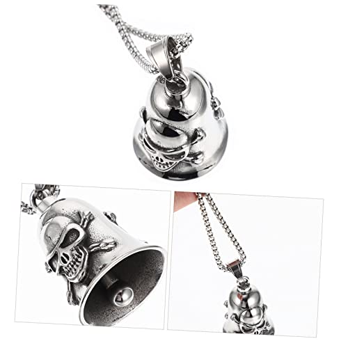 Holibanna Titanstahl Halskette mit Bell Anhänger Punkiger Vintage Schlüsselanhänger Langlebig Rostfrei Kette Dekorative Motorrad Glocke für Herren Leichter Schmuck von Holibanna